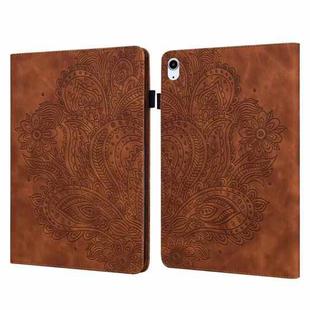For iPad 10th Gen 10.9 2022 Peacock Embossed Pattern Leather Tablet Case(Brown)
