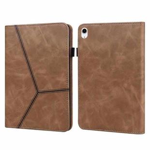 For iPad 10th Gen 10.9 2022 Solid Color Embossed Striped Leather Tablet Case(Brown)