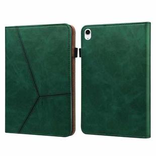 For iPad 10th Gen 10.9 2022 Solid Color Embossed Striped Leather Tablet Case(Green)