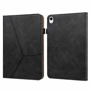 For iPad 10th Gen 10.9 2022 Solid Color Embossed Striped Leather Tablet Case(Black)
