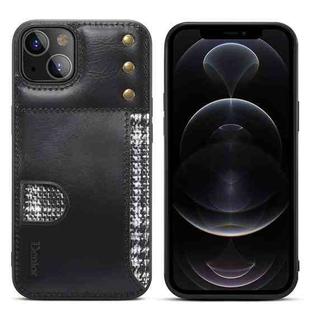 For iPhone 13 Denior Oil Wax Cowhide Card Slot Phone Case(Black)