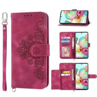 For Nothing Phone 1 Skin-feel Flowers Embossed Wallet Leather Phone Case(Wine Red)