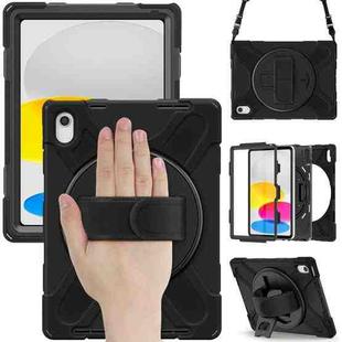 For iPad 10th Gen 10.9 2022 Rotatable Kickstand Grip Heavy Duty Hard Rugged Tablet Case(Black)