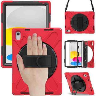 For iPad 10th Gen 10.9 2022 Rotatable Kickstand Grip Heavy Duty Hard Rugged Tablet Case(Red)