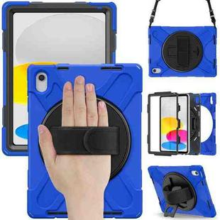 For iPad 10th Gen 10.9 2022 Rotatable Kickstand Grip Heavy Duty Hard Rugged Tablet Case(Blue)