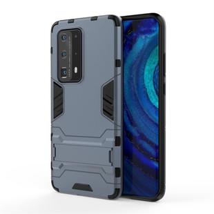 For Huawei P40 Pro Shockproof PC + TPU Protective Case with Hidden Holder(Navy Blue)