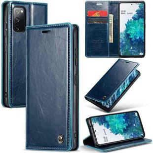 For Samsung Galaxy S20 FE CaseMe 003 Crazy Horse Texture Leather Phone Case(Blue)