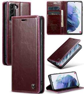 For Samsung Galaxy S21 5G CaseMe 003 Crazy Horse Texture Leather Phone Case(Wine Red)
