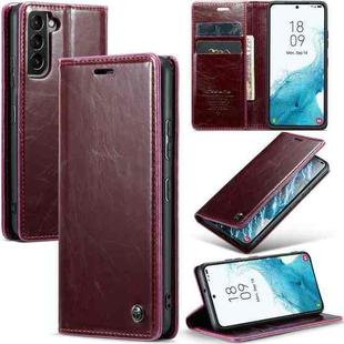 For Samsung Galaxy S22 5G CaseMe 003 Crazy Horse Texture Leather Phone Case(Wine Red)
