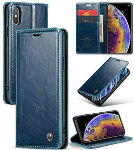 For iPhone XS CaseMe 003 Crazy Horse Texture Leather Phone Case(Blue)