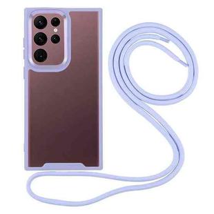 For Samsung Galaxy S23+ 5G Electroplating Hawkeye Phone Case with Lanyard(Purple)