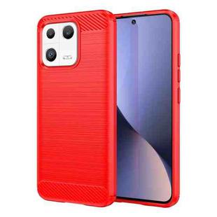 For Xiaomi 13 Brushed Texture Carbon Fiber TPU Phone Case(Red)