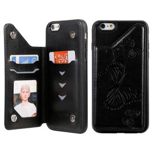 For iPhone 6 Plus Butterfly Embossing Pattern Shockproof Protective Case with Holder & Card Slots & Photo Frame(Black)