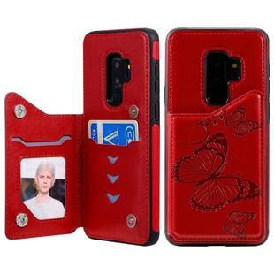 For Galaxy S10 Plus Butterfly Embossing Pattern Shockproof Protective Case with Holder & Card Slots & Photo Frame(Red)