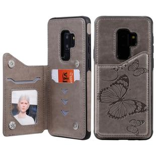 For Galaxy S10 Plus Butterfly Embossing Pattern Shockproof Protective Case with Holder & Card Slots & Photo Frame(Gray)