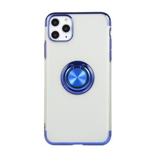For iPhone 11 Electroplating TPU Protective Case with Ring Holder(Blue)