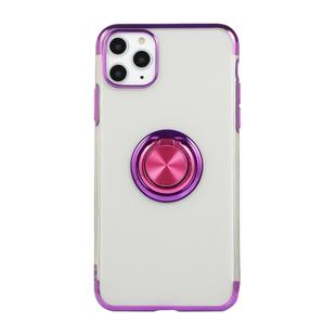 For iPhone 11 Pro Max Electroplating TPU Protective Case with Ring Holder(Purple)