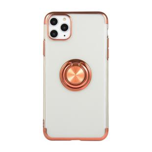 For iPhone 11 Pro Max Electroplating TPU Protective Case with Ring Holder(Rose Gold)