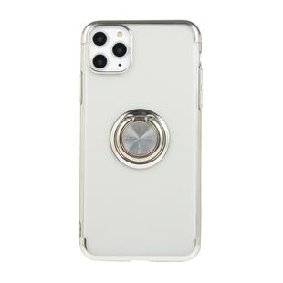 For iPhone 11 Pro Max Electroplating TPU Protective Case with Ring Holder(Silver)