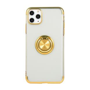 For iPhone 11 Pro Max Electroplating TPU Protective Case with Ring Holder(Gold)