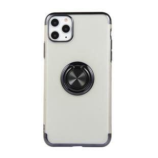 For iPhone 11 Pro Max Electroplating TPU Protective Case with Ring Holder(Black)