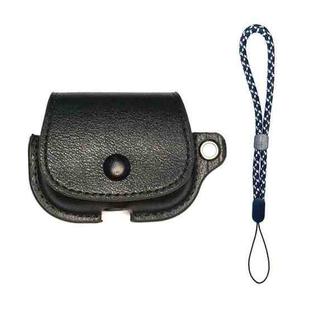 For AirPods 3 Backpack Style PU Leather Earphone Protective Case with Lanyard(Black)