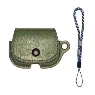 For AirPods 3 Backpack Style PU Leather Earphone Protective Case with Lanyard(Army Green)