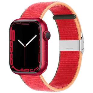 Metal Buckle Nylon Strap For Apple Watch Series 8&7 41mm / SE 2&6&SE&5&4 40mm / 3&2&1 38mm(Strawberry Red)