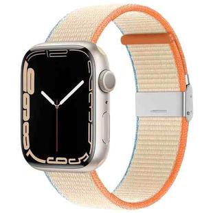 Metal Buckle Nylon Strap For Apple Watch Ultra 49mm / Series 8&7 45mm / SE 2&6&SE&5&4 44mm / 3&2&1 42mm(Milky White)