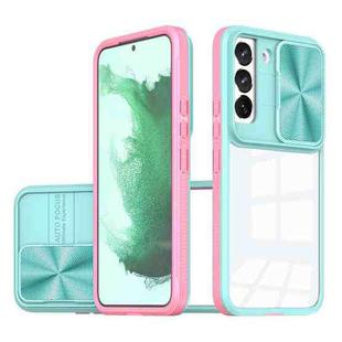 For Samsung Galaxy S22 Ultra 5G Full Body Sliding Camshield Phone Case(Baby Blue Pink)