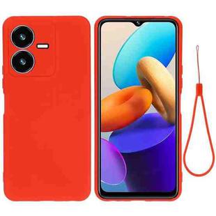 For vivo Y22 / Y22S 4G Solid Color Liquid Silicone Dropproof Full Coverage Protective Case(Red)