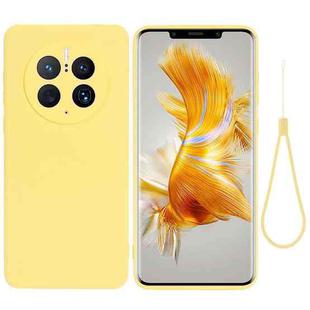 For Huawei Mate 50 Pro Solid Color Liquid Silicone Dropproof Full Coverage Protective Case(Yellow)