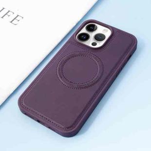 For iPhone 14 Plus Leather MagSafe Magnetic Phone Case(Purple)