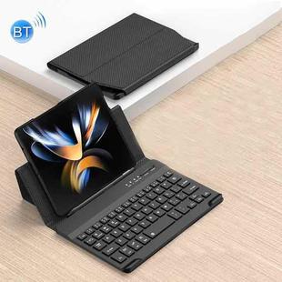 For Samsung Galaxy Z Fold4 GKK Magnetic Folding Bluetooth Keyboard Leather Case(Carbon Fibre Black)