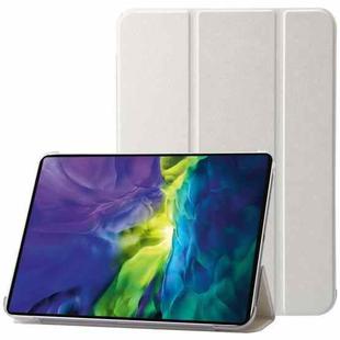 For iPad 10th Gen 10.9 2022 Silk Texture Three-fold Horizontal Flip Leather Tablet Case(White)