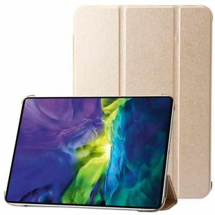 For iPad 10th Gen 10.9 2022 Silk Texture Three-fold Horizontal Flip Leather Tablet Case(Gold)