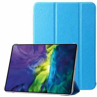 For iPad 10th Gen 10.9 2022 Silk Texture Three-fold Horizontal Flip Leather Tablet Case(Sky Blue)