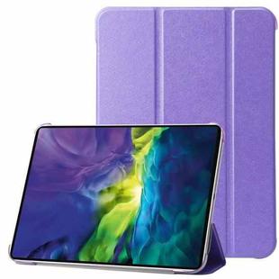 For iPad 10th Gen 10.9 2022 Silk Texture Three-fold Horizontal Flip Leather Tablet Case(Purple)