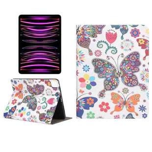 For iPad Pro 11 2022/2021/2020/2018 / Air 10.9 2022/2020 Painted Voltage Pen Slot Tablet Smart Case(Colorful Butterfly)
