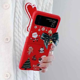 For Samsung Galaxy Z Flip3 5G Skin Feel Christmas Bow Phone Case(Santa Claus)