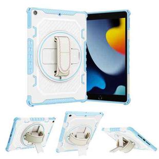 For iPad 10.2 2021 2 in 1 Shockproof Tablet Case with Holder & Hand Strap(Blue)