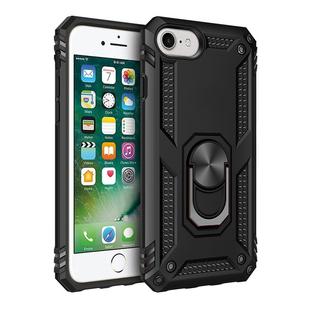 For iPhone SE 2022 / SE 2020 Shockproof TPU + PC Protective Case with 360 Degree Rotating Holder(Black)