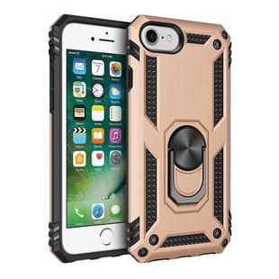 For iPhone SE 2022 / SE 2020 Shockproof TPU + PC Protective Case with 360 Degree Rotating Holder(Gold)
