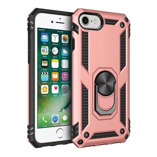 For iPhone SE 2022 / SE 2020 Shockproof TPU + PC Protective Case with 360 Degree Rotating Holder(Rose Gold)