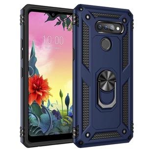 For LG K50S Shockproof TPU + PC Protective Case with 360 Degree Rotating Holder(Blue)