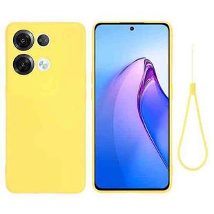 For OPPO Reno8 Pro 5G Global Pure Color Liquid Silicone Shockproof Phone Case(Yellow)