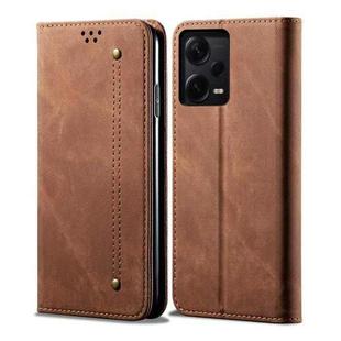 For Xiaomi Redmi Note 12 Pro 5G China Denim Texture Leather Phone Case(Brown)
