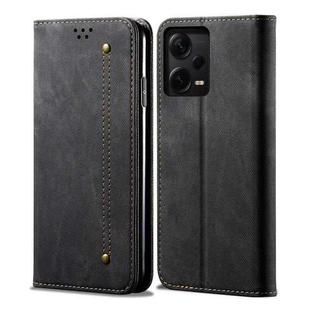 For Xiaomi Redmi Note 12 Pro+ China Denim Texture Leather Phone Case(Black)