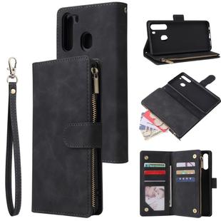 For Galaxy A21 Multifunctional Horizontal Flip Leather Case, with Card Slot & Holder & Zipper Wallet & Photo Frame(Black)