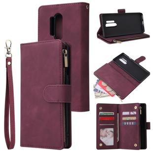 For OnePlus 8 Pro Multifunctional Horizontal Flip Leather Case, with Card Slot & Holder & Zipper Wallet & Photo Frame(Red Wine)